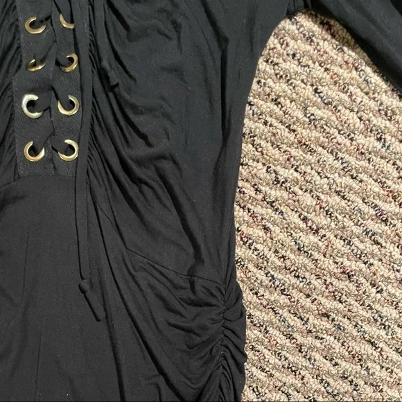 CY Soft stretchy long black gold detail long sleeve ruched - Picture 5 of 7